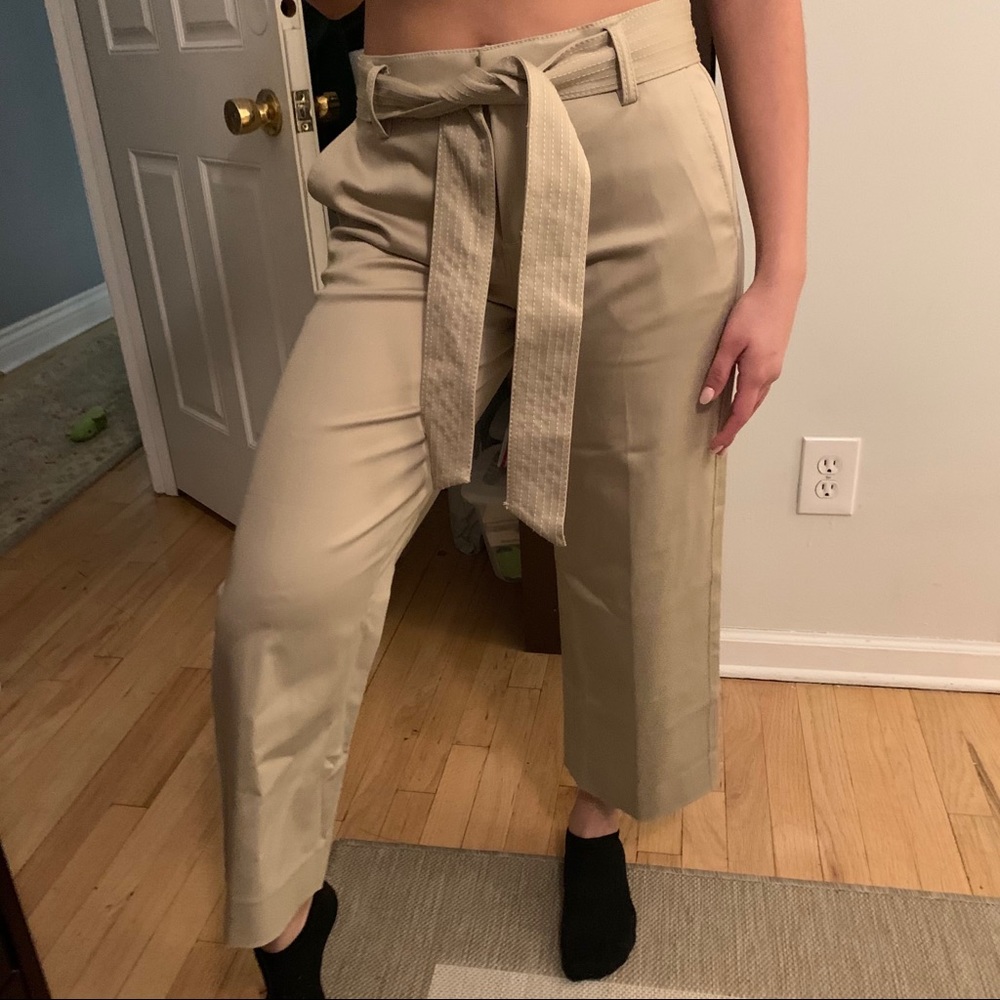 Banana Republic women's wide leg capri self belt khaki size 0 run sbigger